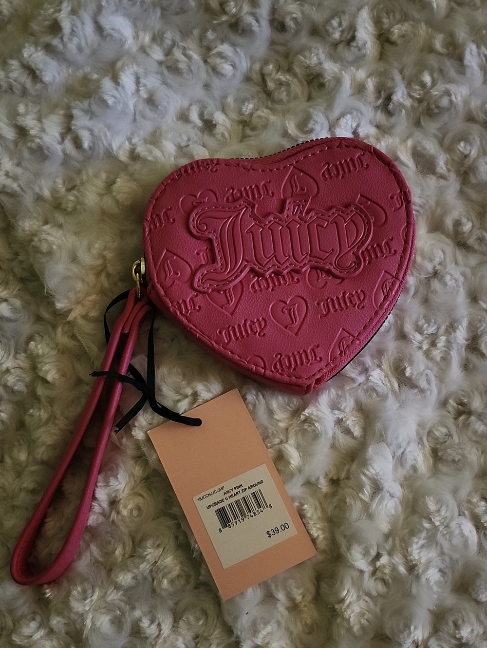 Juicy Couture Embossed Heart Wristlet - Pink